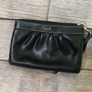 Coach Black Wristlet with Camel Color Lining